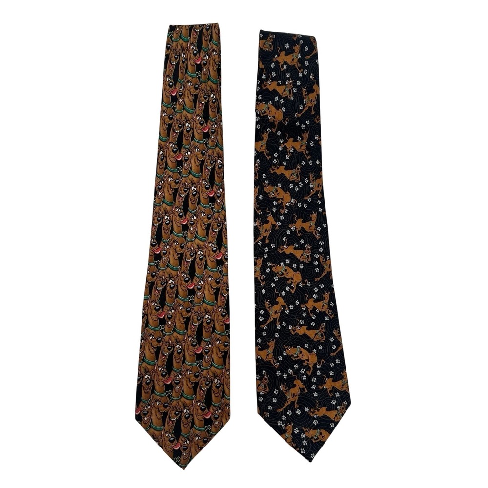 Vintage Scooby-Doo 2001  Hanna-Barbera Silk Necktie Lot 2pc Cartoon Network